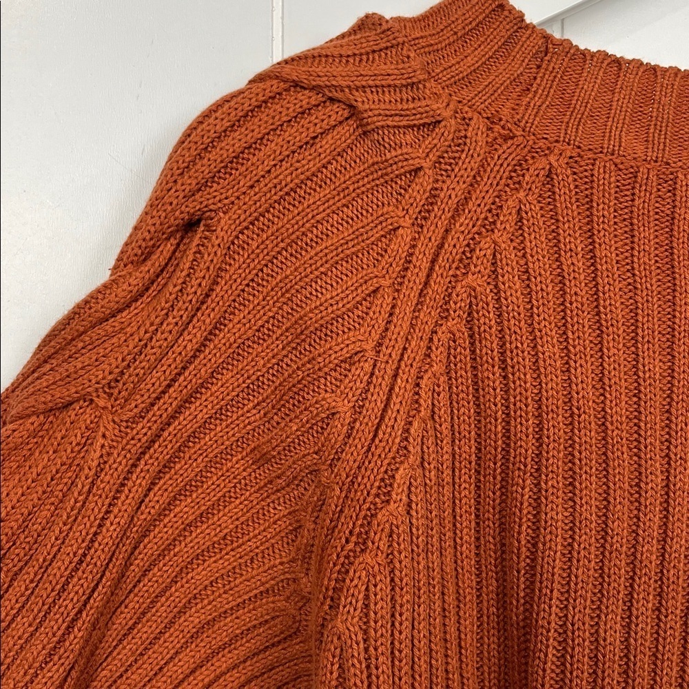 J. Flower Boutique Womens Sweater M Rust Crew Neck Cable Knit 100% Cotton Trendy - Picture 9 of 13